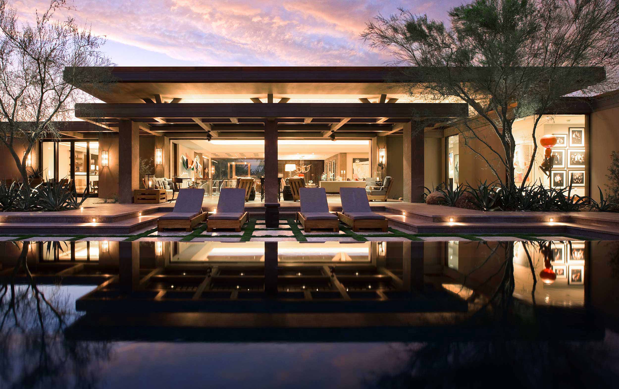 swimming pool at night