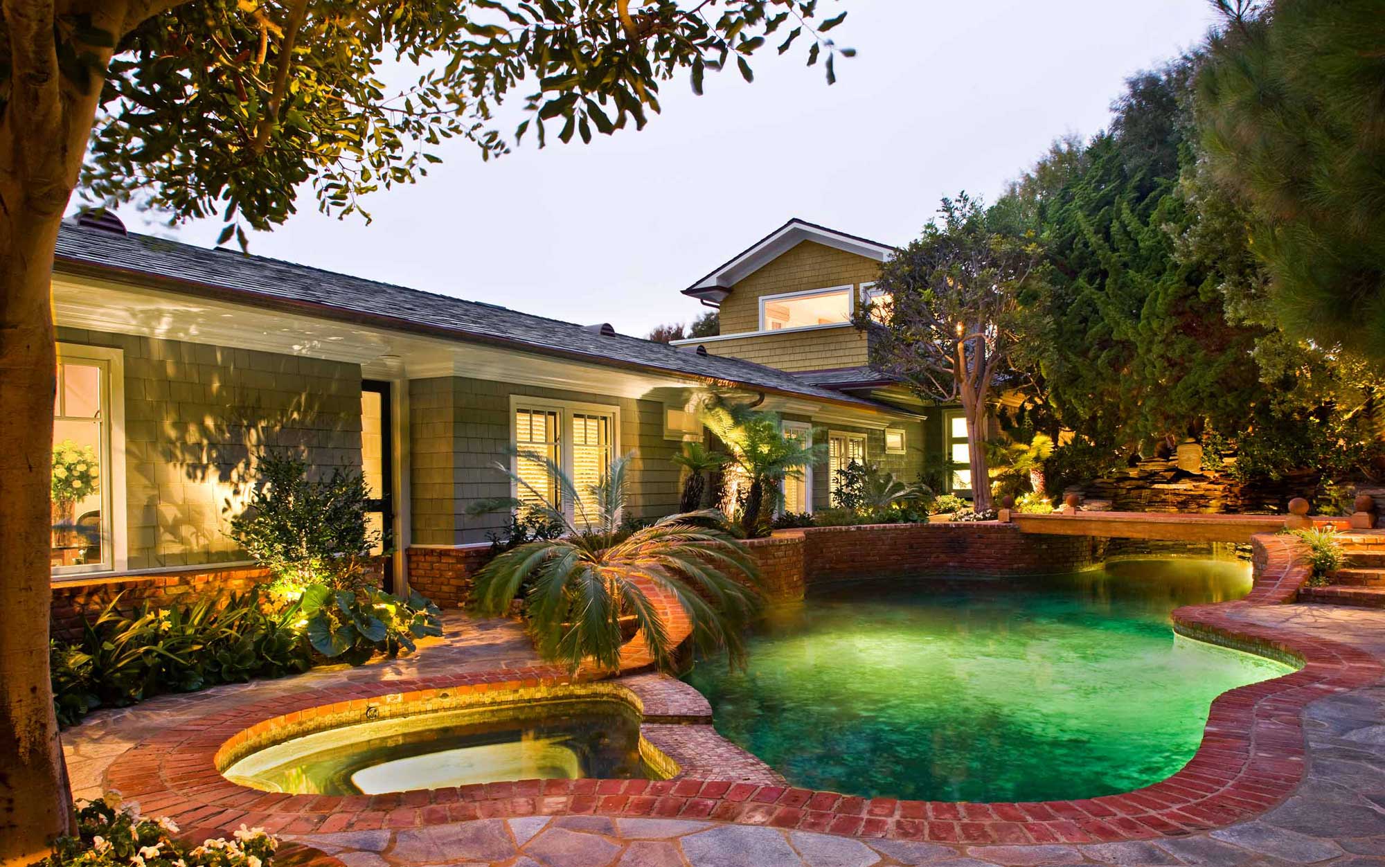 backyard pool and spa